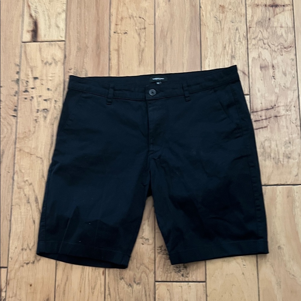 Elegant Black Men's Flat Front Shorts